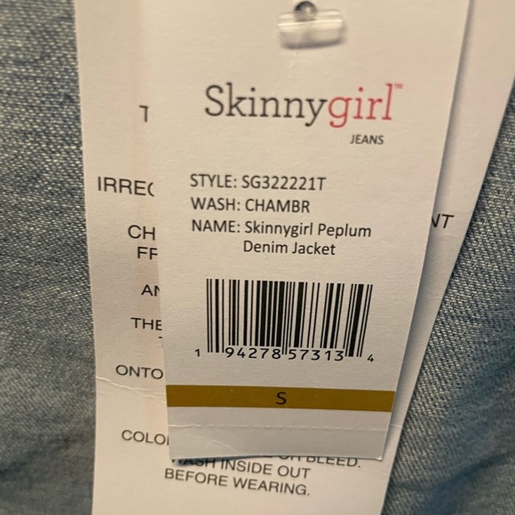 NWT Skinnygirl Peplum Denim Jacket-Chambray Western Cowgirl Chic Size S - Picture 6 of 9
